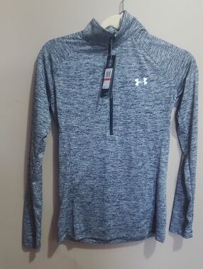 Under Armour Gray Heathered Quarter-Zip Training Top Size Xs